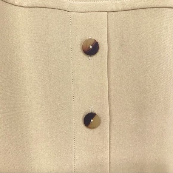 Jones New York Creamy Tan 100% Silk Minimalist Neutral Shift Dress NEW - Picture 10 of 14